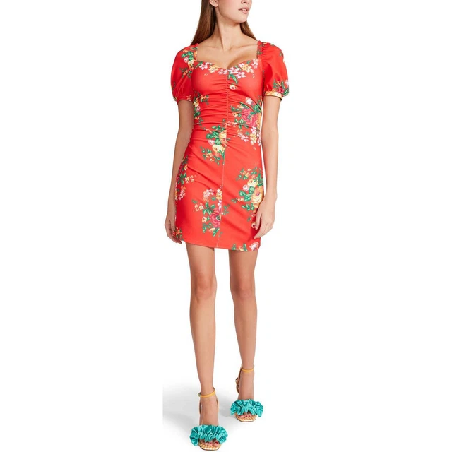 Betsey Johnson Womens Red Floral Short Formal Mini Dress M BHFO 9891