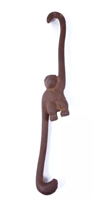 Vintage Cast Iron Monkey Hook Plant Hanger Brown Ornate 8"