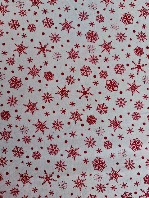 Scandi snowflakes Xmas on natural 100% cotton fabric craft quilting festive