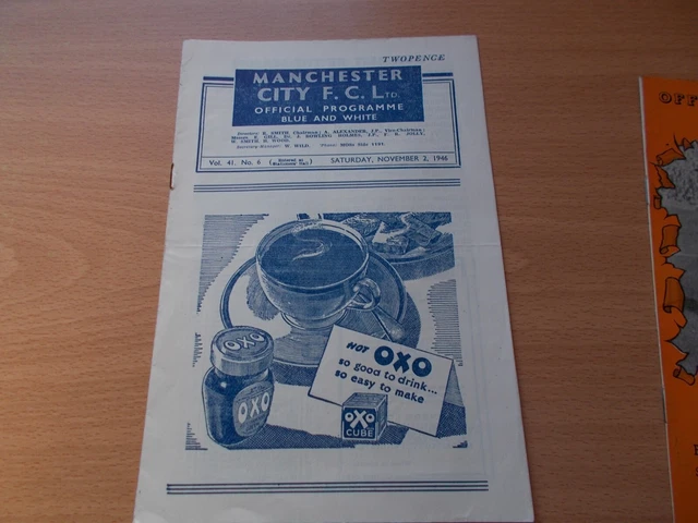 Man City v West Brom programme dated 2-11-1946   (S489)