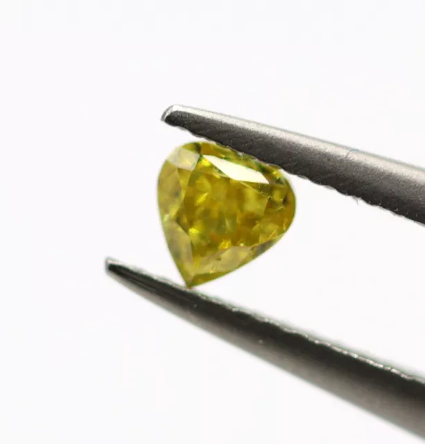 Certified Untreated Natural Loose Yellow Diamond 0.097 Ct Close Heart Cut 3 MM 2