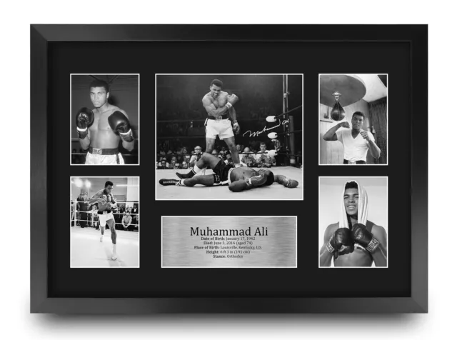 Muhammad Ali A3 Framed Gift Idea Signed Autograph Photo Prints to Boxer Fans