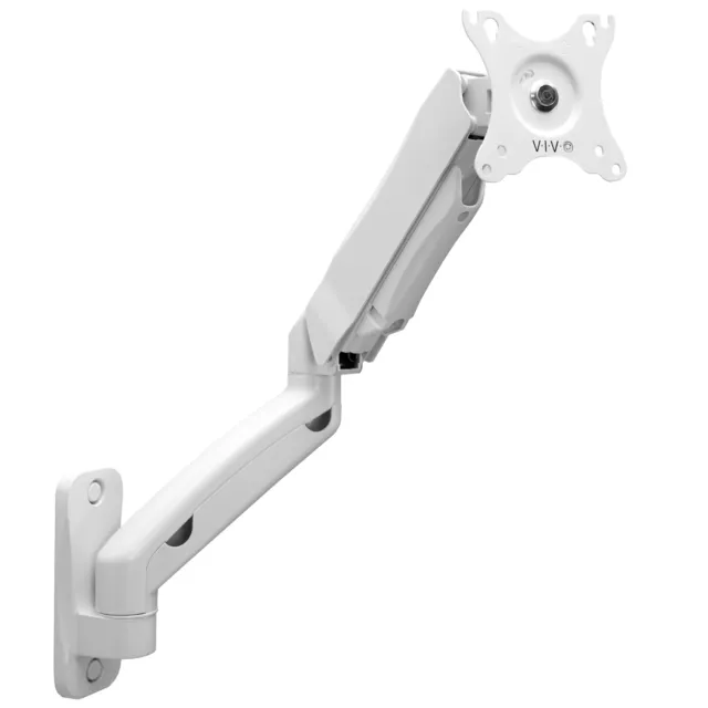 VIVO White Pneumatic Articulating Extended Arm, 17" to 27" Monitor Wall Mount