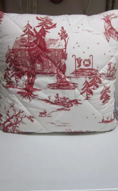 Pottery Barn SANTA TOILE CHRISTMAS Quilted Reversible Euro Sham 26 x 26 Pottery Barn SANTA TOILE CHRISTMAS Quilted Reversible Euro Sham 26 x 26