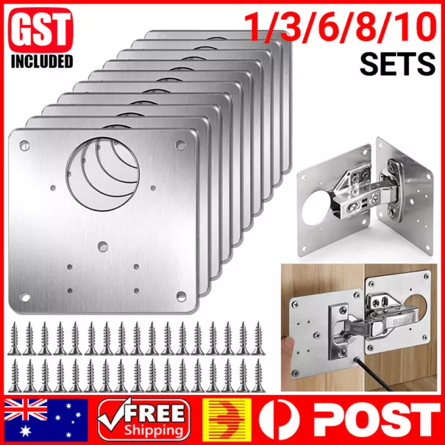 Hinge Repair Plate Rust Resistant Steel Furniture Cupboard Repair Mount Tool AU