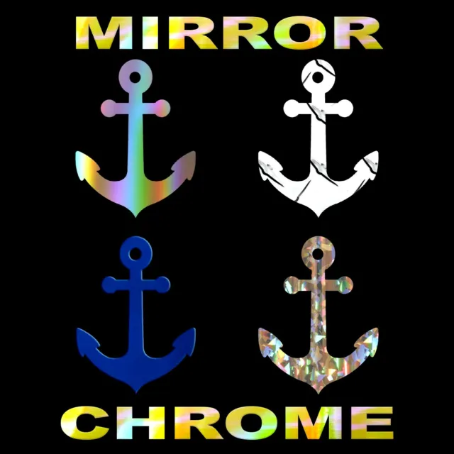 Anchor Sticker - Ships And Boats Decal - Select  Chrome Color And Size