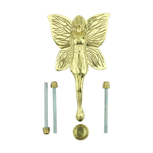 Flower Fairy Front Door Knocker Solid Brass Vintage 7"H x 4"W Renovators Supply
