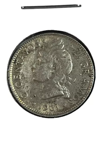 1961 Dominican Republic 10 Centavos Silver Coin