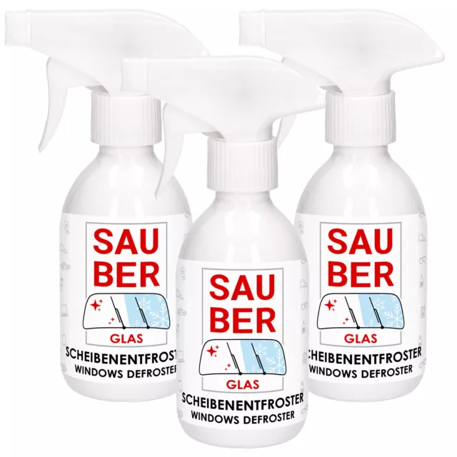 3x250ml Scheibenentfroster Scheiben Frostschutz Enteiserspray Sprühflasche Spray