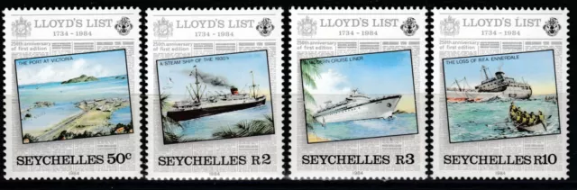 Seychellen 554-57 **, 250 Jahre Lloyds List, Schiffe