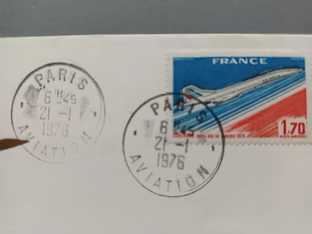 FRANCE☆ Enveloppe 1er jour FDC 1976 du Concorde 1er Vol Commercial Paris Rio 2