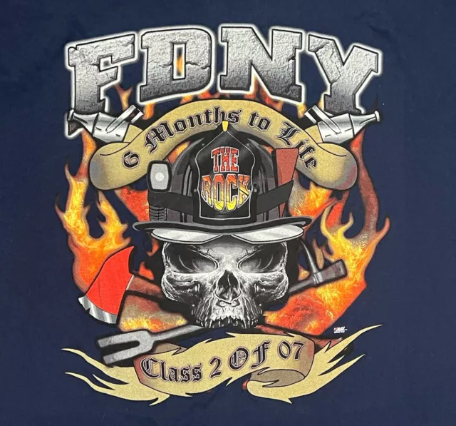 NWOT RARE FDNY The Rock Class 2 of 2007 Probationary Class ASÍ Graphic Shirt  XL