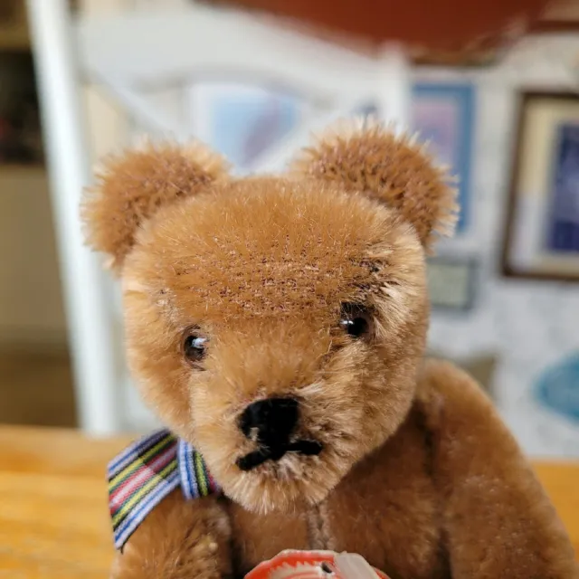 Vintage 1980's Miniature Brown Mohair Hermann Original Teddy Teddy bear 6in EUC