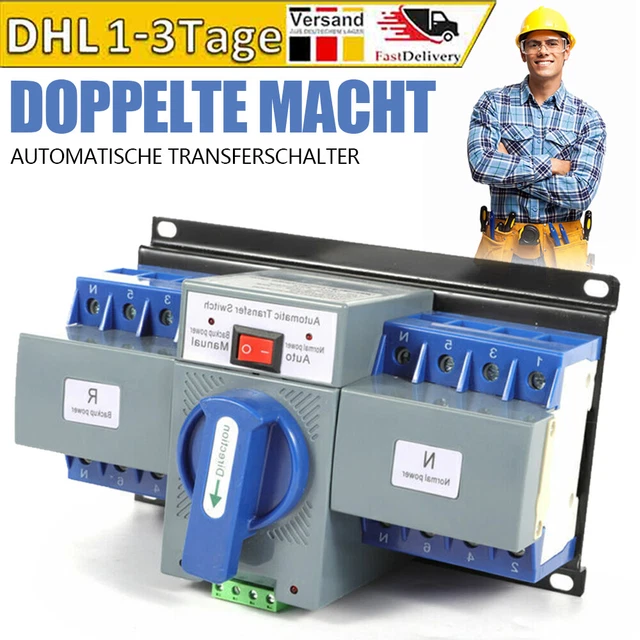 63A 4P Dual Netzteil Automatischer Umschalter Transfer Switch Transferschalter