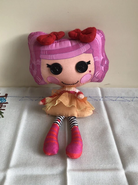 Lalaloopsy Plush Fluff Pink Hair Red Bows Soft Rag Doll Toy Played Used 22cmTall
