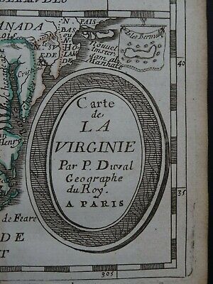 1676 DU VAL  Atlas map  VIRGINIA - La VIRGINIE - UNITED STATES AMERICA  - Duval 2
