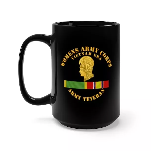 Black Mug 15oz - Army - Womens Army Corps Vietnam Era - w WAC - NDSM X 300