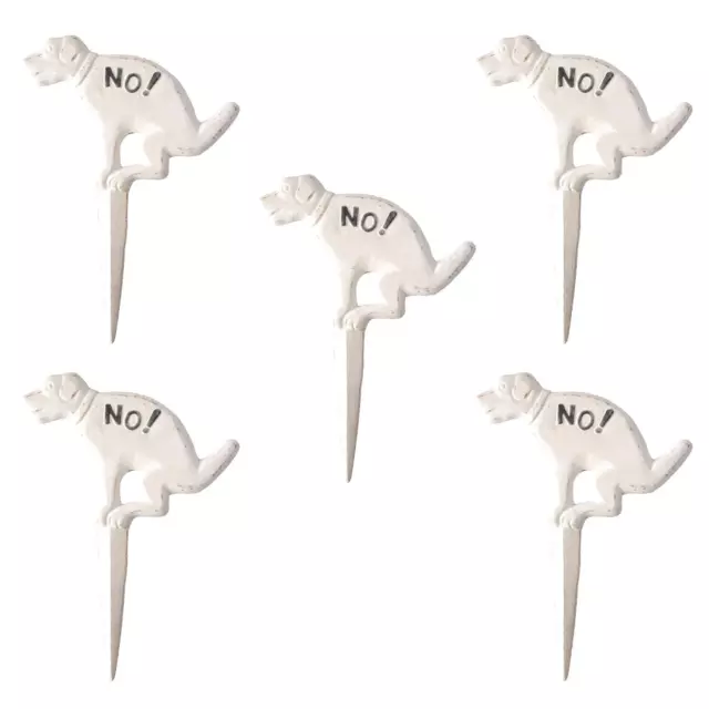 5x Esschert Design Hinweisschild "NO!" Hund antik weiß