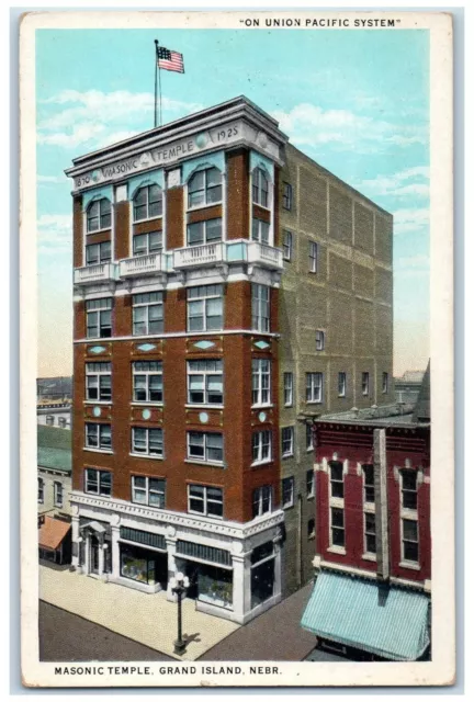 c1940s Masonic Temple Exterior Scene Grand Island Nebraska NE Unposted Postcard