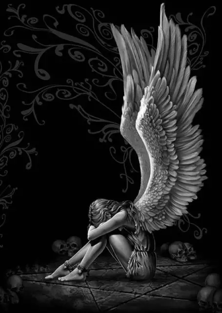 GOTHIC ANGEL WINGS - QUALITY CANVAS ART PRINT- Poster 24x18"