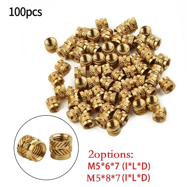 100 pz M5 Inserto Filettato Dadi Ottone Filo Interno Allacciato per Facile Assem
