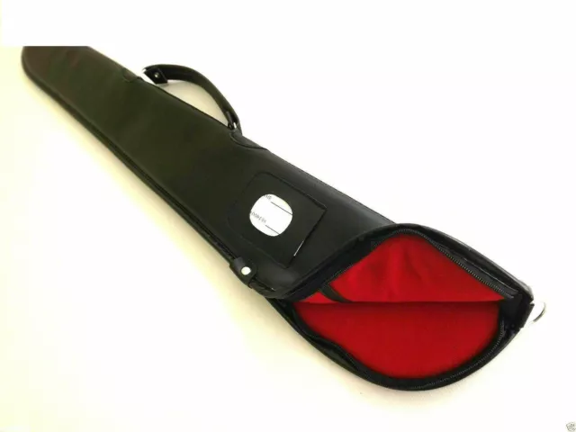 SOFT BLACK CUE CASE FOR A 57" 2-PIECE CENTRE SPLIT SNOOKER or POOL CUE