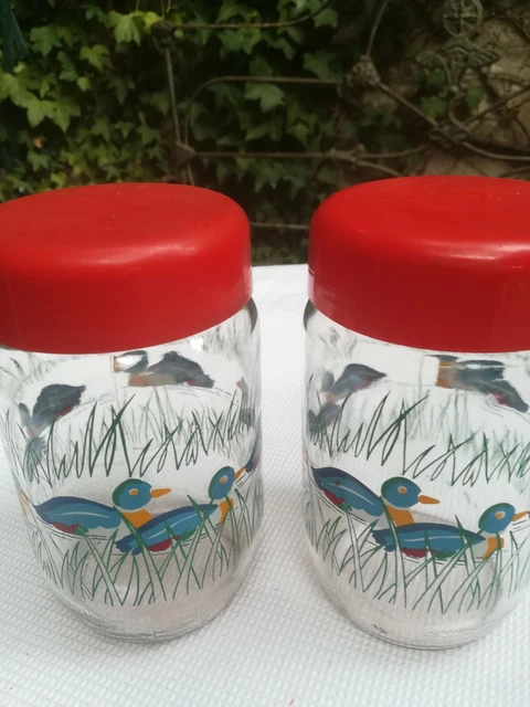 Deux Anciens Bocaux D'épicerie – Verre Et Bakélite, Vintage 1950
