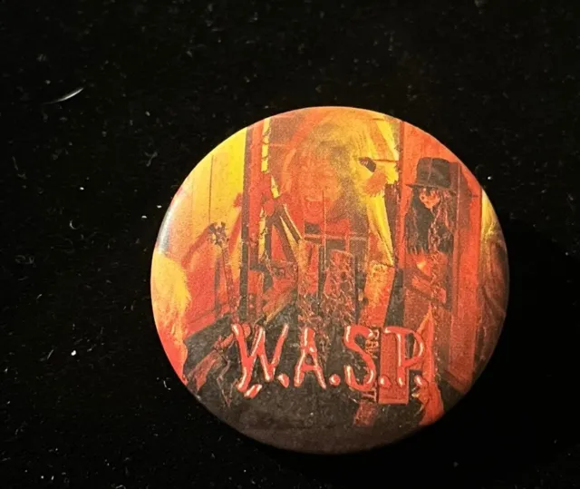 Vintage Made in USA WASP Metal Band Album Art Pin Back Button 1.5” Rock n Roll