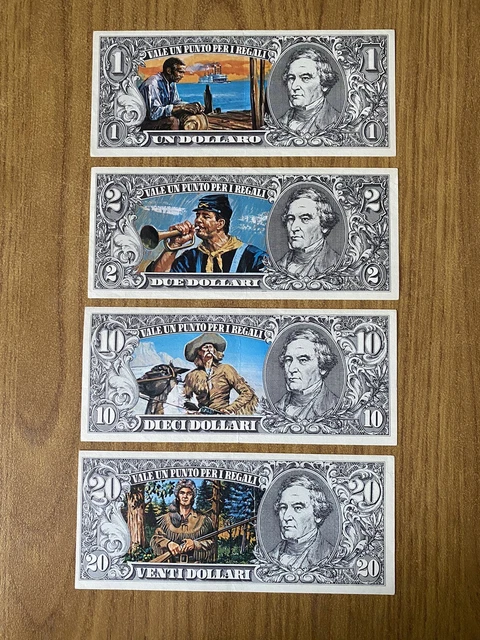 Stock 4 Cards Edis Torino 1 2 10 20 Dollars Large Semi Cards 1972