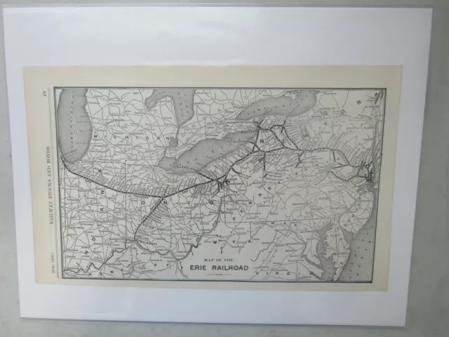 Original Vintage Map of the Erie Railroad - 1910