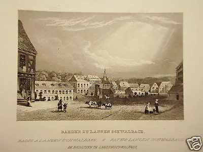 Bad Schwalbach Taunus Hessen alter  Stahlstich 1844