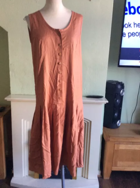 St Michael Marks and Spencer vintage tan brown button front dress size 14