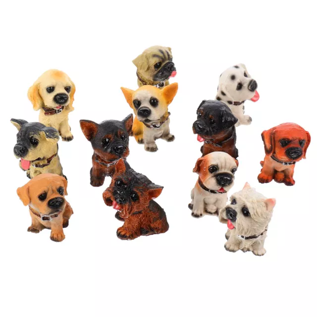12 Pcs Realistic Dog Figurine Office Table Ornament Puppy Sculpture