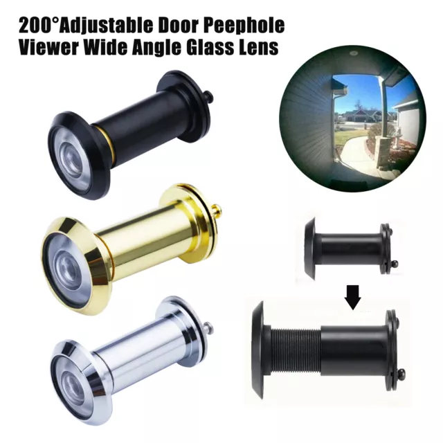 200° Adjustable Door Peephole Viewer Wide Angle Eye Spy Sight Hole Glass Lens UK 3