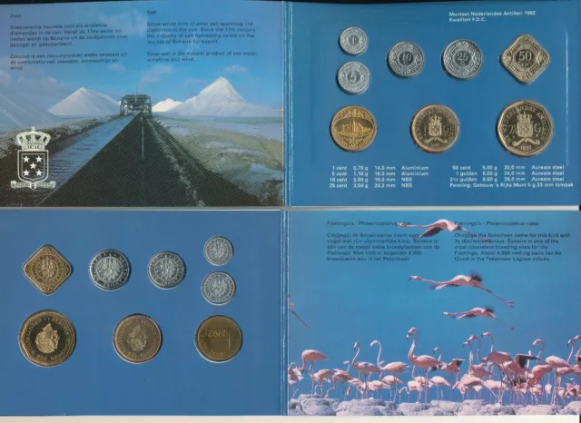 Netherlands Antilles 7 PCS Mint COIN SET, 1 Cent - 2 1/2 Gulden 1992