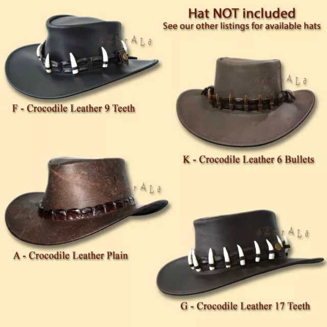 【oZtrALa】Genuine CROCODILE Leather HAT BAND Mens Alligator Outback DUNDEE Cowboy