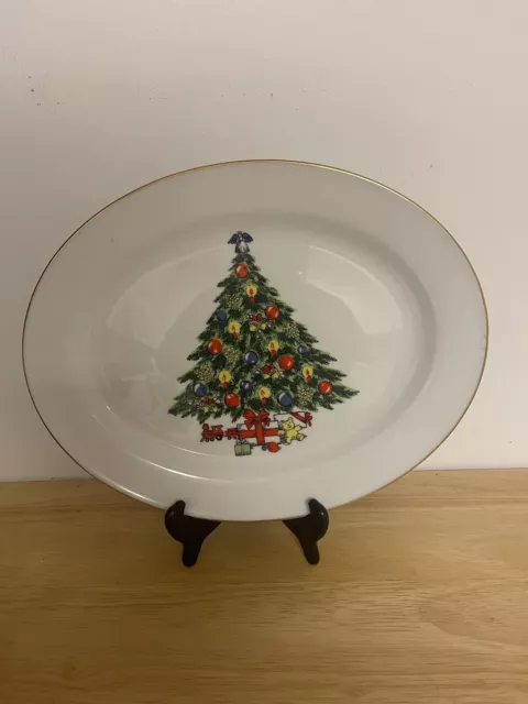 Jamestown China Christmas Treasure Large Oval Serving Platter. Vintage. EUC