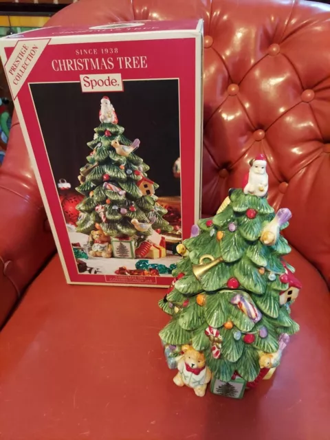 Tarro de galletas de caramelo cubierto de árbol de Navidad SPODE plato de cerámica Santa