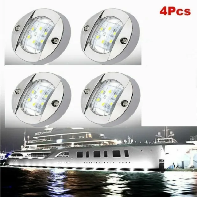 4X Round Marine Boat Navigation Light LED Boat Stern Transom Anchor White Light
