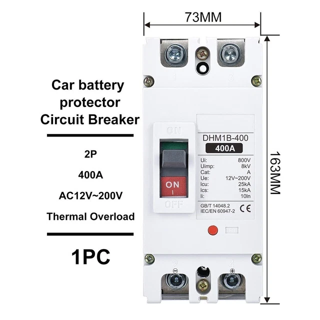 Pratico interruttore di alimentazione protezione interruttore 50/60Hz DC 600V MCCB sovraccarico