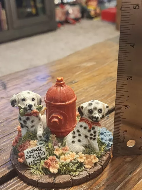 Please Don't Pick the Flowers Dalmation Puppies Fire Hydrant Collectible Figurin