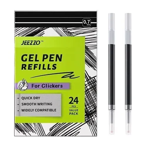 24 Erasable Gel Ink Refills .7 mm Black Pentel Pilot Uniball Zebra see photo