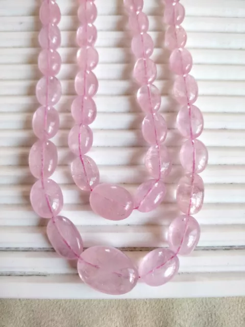 Haute Qualité Natura Rose Morganite Pépite Perles - Béryl Fait à la Main Collier 2