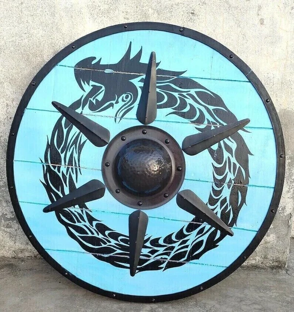 Medieval Shield The last Kingdom Battle worn Wooden Shield Dragon Viking Shield
