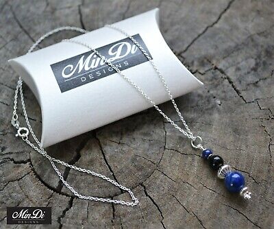 Handmade necklace / pendant with Sterling Silver, Black Onyx & Lapis Lazuli.