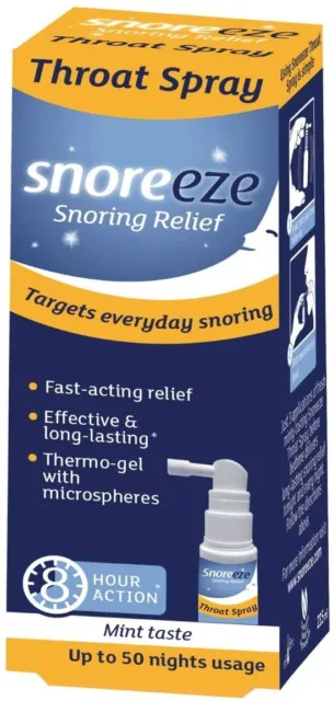 Snoreeze - Effectif Ronflement Soulagement Gorge Spray Avec Menthe Goût 23.5ml