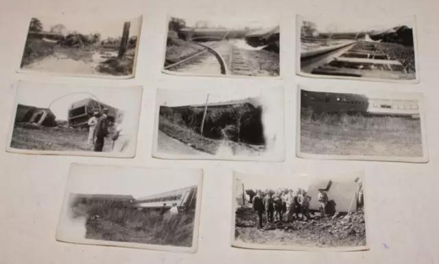 lot of 8 vintage B&W photos train wreck collision railroad RR railway