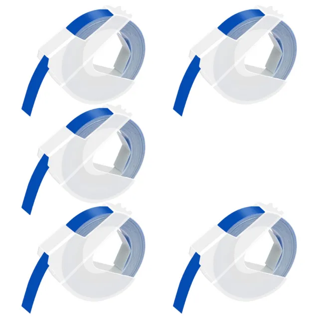 5PK White on Blue for Dymo Xpress 520106 Label 3D Plastic Embossing Tapes 3/8"