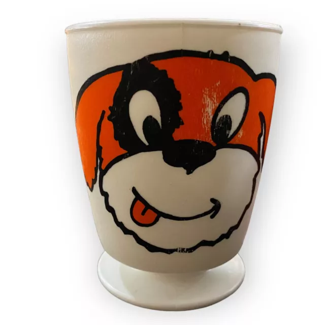 Vintage Whirley Industries Plastic Childrens Kids Cup Mug USA Made Cute Dog Face