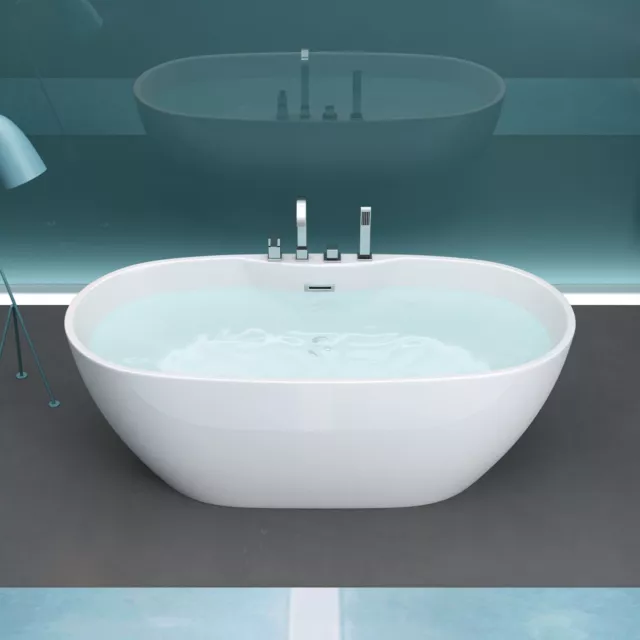 Design-Badewanne freistehende Wanne Standbadewanne Armatur 170 x 80 Vicenza605